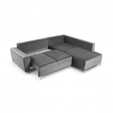 Canapé d'angle droit convertible avec coffre Moghan Gris Clair Pieds Métal Doré 5 Places BOUTICA DESIGN MIC_RCF_L_2_A1_MOGHAN8