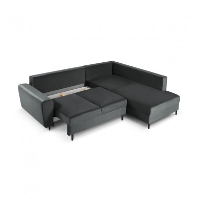 Canapé d'angle droit convertible avec coffre Moghan Gris Foncé Pieds Métal Chromé Noir 5 Places BOUTICA DESIGN MIC_RCF_L_2_A3_MOGHAN9