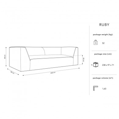 Canapé velours Ruby Vert Bouteille 3 Places BOUTICA DESIGN MIC_3S_44_F1_RUBY3