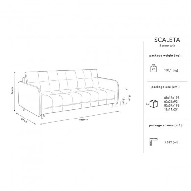 Canapé convertible velours Scaleta Vert Pieds Métal Doré BOUTICA DESIGN MIC_3SF_51_A1_SCALETA3