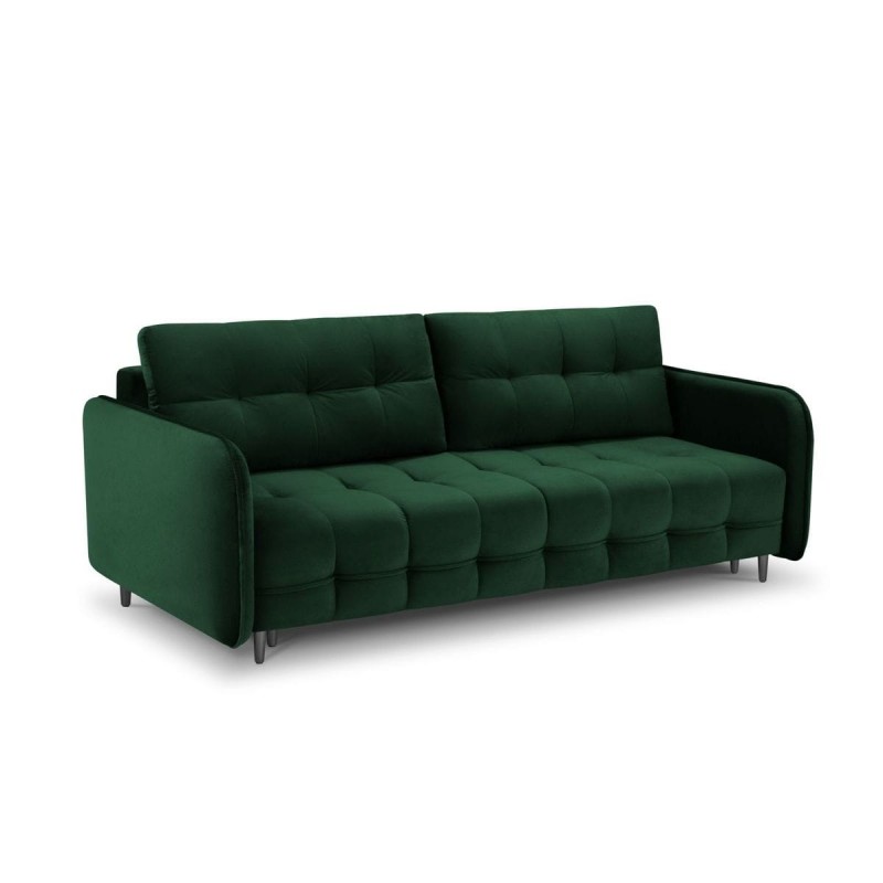 Canapé convertible velours Scaleta Vert Bouteille Pieds Métal Chromé Noir BOUTICA DESIGN MIC_3SF_51_A3_SCALETA4