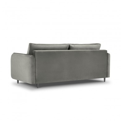 Canapé convertible velours Scaleta Gris Clair Pieds Métal Chromé Noir BOUTICA DESIGN MIC_3SF_51_A3_SCALETA9