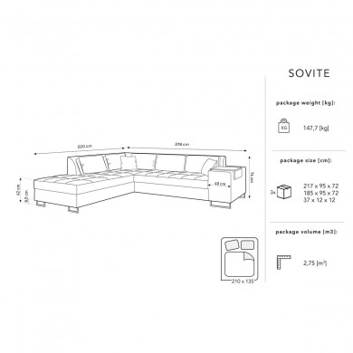 Canapé d'angle gauche convertible avec coffre Sovite Noir BOUTICA DESIGN MIC_LCF_21_F1_SOVITE1