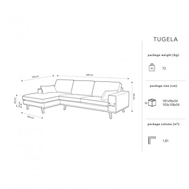 Canapé d'angle gauche Tugela Beige BOUTICA DESIGN MIC_LC_44_F1_TUGELA1