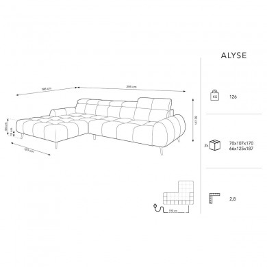 Canapé d'angle gauche électrique velours Alyse Gris Clair BOUTICA DESIGN MIC_LC_51_F1_ALYSE5