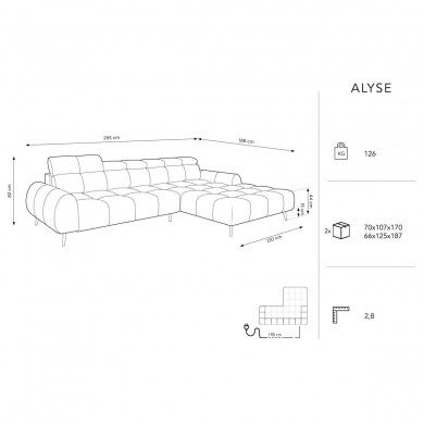 Canapé d'angle droit électrique velours Alyse Gris Clair BOUTICA DESIGN MIC_RC_51_F1_ALYSE5