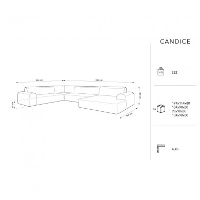 Canapé d'angle panoramique gauche velours Candice Gris Clair BOUTICA DESIGN MIC_UL_L_131_F1_CANDICE6