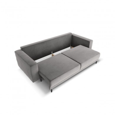 Canapé convertible avec coffre Caro Gris Clair Velours BOUTICA DESIGN MIC_3SF_51_F1_CARO4