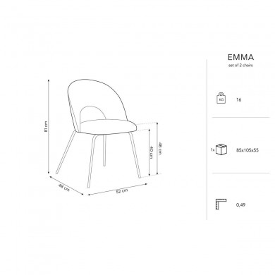 Chaise (lot x2) velours Emma Bleu Foncé BOUTICA DESIGN MIC_CHSET2_2_F1_EMMA4