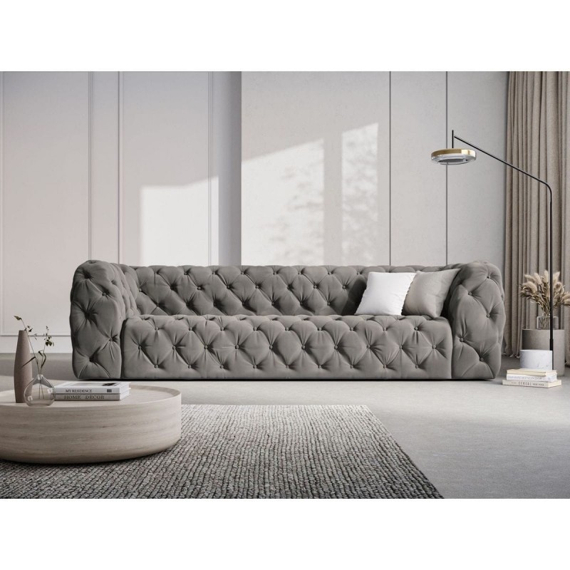 Canapé velours Iggy Gris Clair 4 Places BOUTICA DESIGN MIC_4S_51_F1_IGGY4