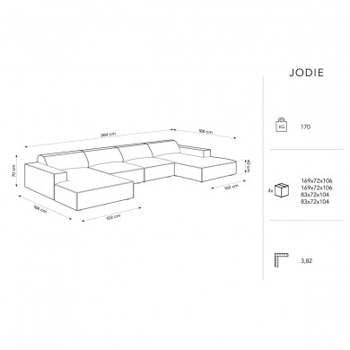 Canapé panoramique Jodie Beige Clair Tissu BOUTICA DESIGN MIC_U_78_F1_JODIE1