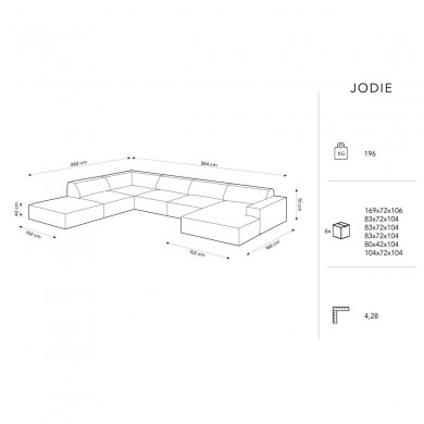 Canapé d'angle panoramique gauche Jodie Beige Clair BOUTICA DESIGN MIC_UL_78_F1_JODIE1