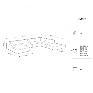 Canapé d'angle panoramique droit velours Jodie Beige Clair BOUTICA DESIGN MIC_UR_51_F1_JODIE1