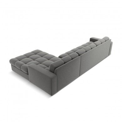 Canapé d'angle droit velours Justin Gris Clair 4 Places BOUTICA DESIGN MIC_RC_S_51_F1_JUSTIN4