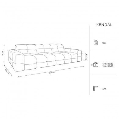 Canapé velours Kendal Gris Clair 4 Places BOUTICA DESIGN MIC_4S_121_F1_KENDAL1