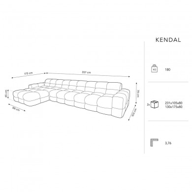 Canapé d'angle gauche Kendal Gris Clair 5 Places BOUTICA DESIGN MIC_LC_M_121_F1_KENDAL1