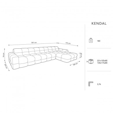 Canapé d'angle droit Kendal Gris Clair 5 Places BOUTICA DESIGN MIC_RC_M_121_F1_KENDAL1