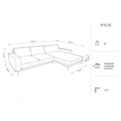 Canapé d'angle droit velours Kylie Vert Bouteille L232cm BOUTICA DESIGN MIC_RC_51_F1_KYLIE2