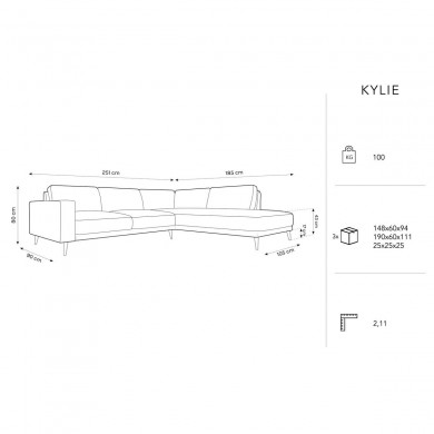 Canapé d'angle droit velours Kylie Vert Bouteille L251cm BOUTICA DESIGN MIC_RC_L_51_F1_KYLIE2