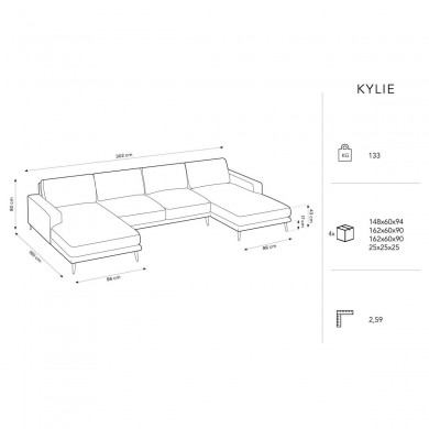 Canapé panoramique Kylie Gris Clair Velours BOUTICA DESIGN MIC_U_51_F1_KYLIE4