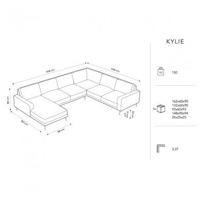 Canapé panoramique droit Kylie Beige Clair BOUTICA DESIGN MIC_UR_99_F1_KYLIE1