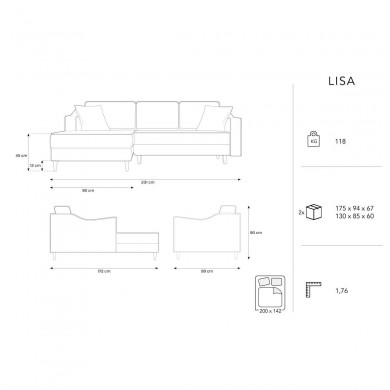 Canapé d'angle gauche convertible avec coffre Lisa Bleu Roi BOUTICA DESIGN MIC_LCF_121_F1_LISA4