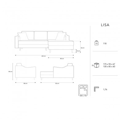 Canapé d'angle droit convertible avec coffre Lisa Beige Pieds Bois de Hêtre Brun BOUTICA DESIGN MIC_RCF_107_F1_LISA1