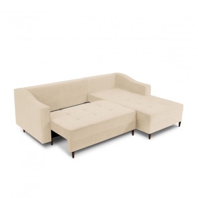 Canapé d'angle droit convertible avec coffre Lisa Beige Pieds Bois de Hêtre Brun BOUTICA DESIGN MIC_RCF_107_F1_LISA1