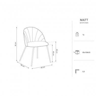 Chaise (lot x2) Matt Gris Clair BOUTICA DESIGN MIC_CHSET2_70_F1_MATT6