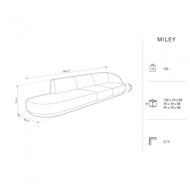 Canapé gauche velours Miley Gris Clair BOUTICA DESIGN MIC_R4SOL_51_F1_MILEY3