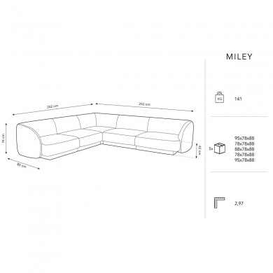 Canapé d'angle symétrique velours Miley Bleu Roi L252cm BOUTICA DESIGN MIC_COR_51_F1_MILEY2