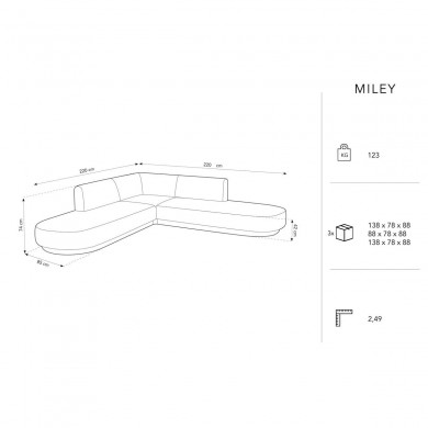 Canapé d'angle symétrique velours Miley Beige Clair L220cm BOUTICA DESIGN MIC_RCORO_51_F1_MILEY1