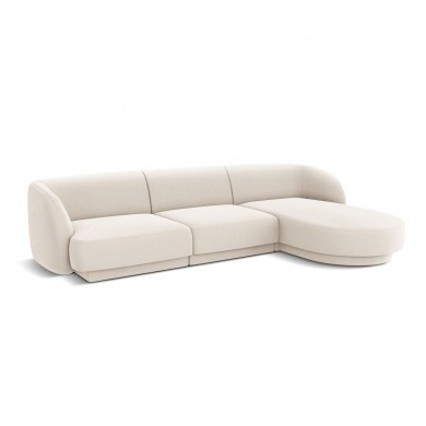 Canapé d'angle droit velours Miley Beige Clair 4 Places BOUTICA DESIGN MIC_RC_51_F1_MILEY1