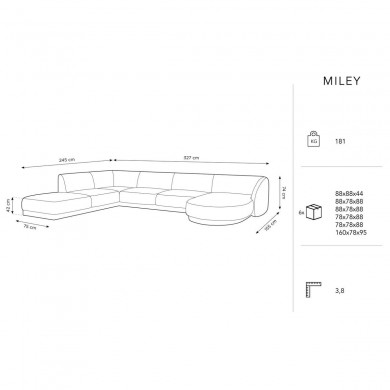 Canapé d'angle panoramique gauche Miley Beige Clair BOUTICA DESIGN MIC_UL_140_F1_MILEY1