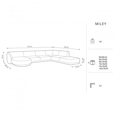 Canapé d'angle panoramique droit velours Miley Beige Clair BOUTICA DESIGN MIC_UR_51_F1_MILEY1