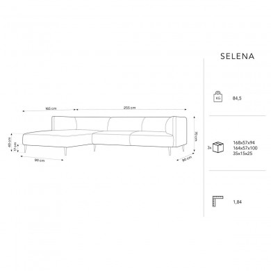 Canapé d'angle gauche Selena Gris Clair 4 Places BOUTICA DESIGN MIC_LC_51_F1_SELENA4