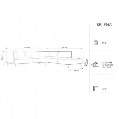 Canapé d'angle droit Selena Gris 5 Places BOUTICA DESIGN MIC_RC_L_51_F1_SELENA5