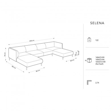 Canapé panoramique Selena Noir 6 Places BOUTICA DESIGN MIC_U_51_F1_SELENA6