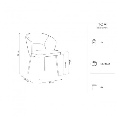 Chaise (lot x2) velours Tom Bleu Clair BOUTICA DESIGN MIC_CHSET2_2_F1_TOM6