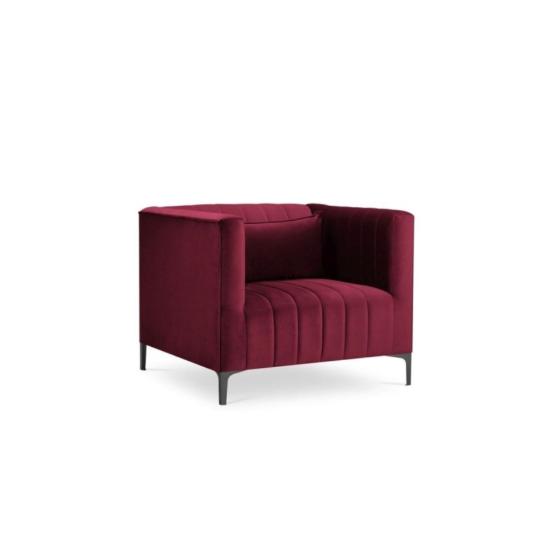 Fauteuil velours Annite Rouge Foncé Pieds Métal Chromé Noir BOUTICA DESIGN MIC_ARM_B2_2_ANNITE3