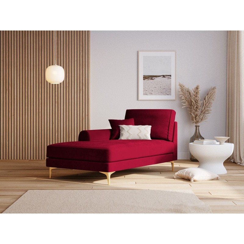 Canapé Méridienne gauche velours Larnite Rouge Pieds Métal Doré BOUTICA DESIGN MIC_CHL_51_B1_LARNITE2