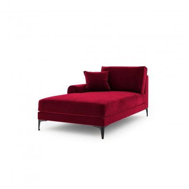 Canapé Méridienne gauche velours Larnite Rouge Pieds Métal Chromé Noir BOUTICA DESIGN MIC_CHL_51_B2_LARNITE2