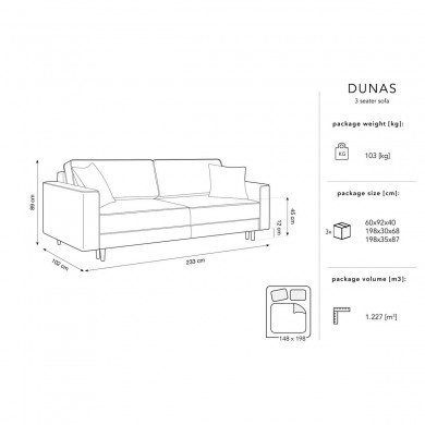 Canapé convertible avec coffre Dunas Beige Pieds Métal Chromé Noir BOUTICA DESIGN MIC_3SF_86_A3_DUNAS1