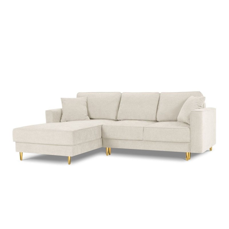 Canapé d'angle gauche convertible avec coffre Dunas Beige Pieds Métal Doré BOUTICA DESIGN MIC_LCF_86_A1_DUNAS1