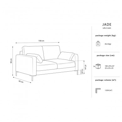 Canapé velours Jade Rouge 2 Places BOUTICA DESIGN MIC_2S_51_F1_JADE1