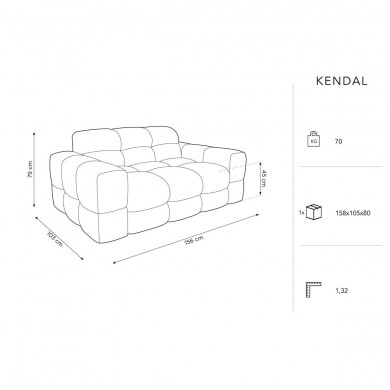 Canapé velours Kendal Gris Clair 2 Places BOUTICA DESIGN MIC_2S_121_F1_KENDAL1