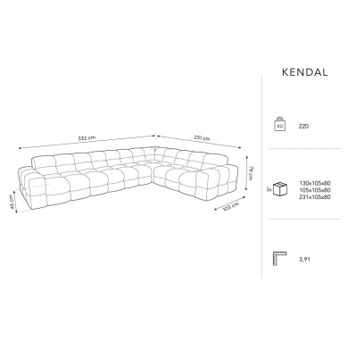 Canapé d'angle droit Kendal Gris Clair 6 Places BOUTICA DESIGN MIC_RC_L_121_F1_KENDAL1