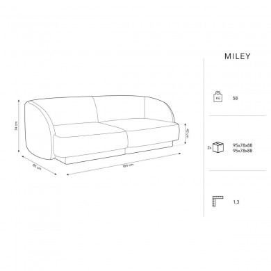 Canapé velours Miley Beige Clair 2 Places BOUTICA DESIGN MIC_2S_51_F1_MILEY1